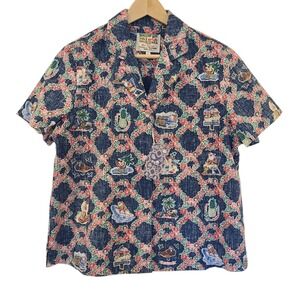 NEW Reyn Spooner Mele Kalikimaka Hawaiian Shirt Large Christmas Blue Santa